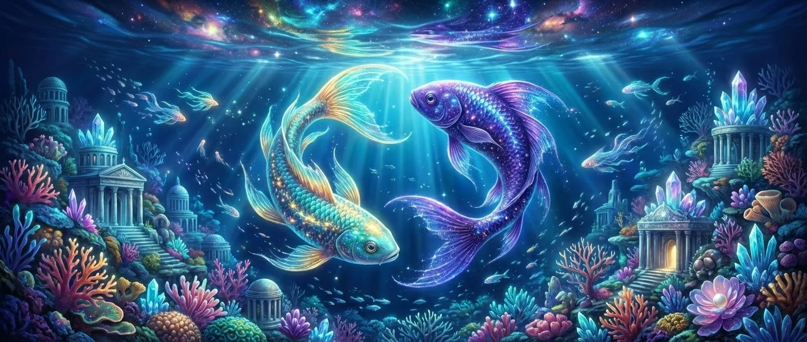 Pisces zodiac sign (♓) - How you TRANSCEND — your connection to the unseen, your imagination, and how you dissolve boundaries to merge with something greater.