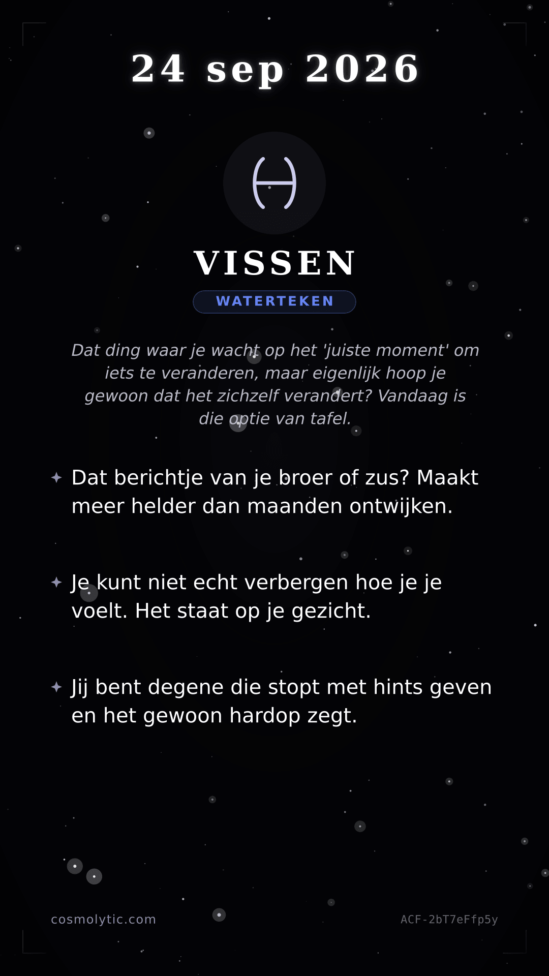 Vissen daghoroscoop kaart voor 24 september 2026