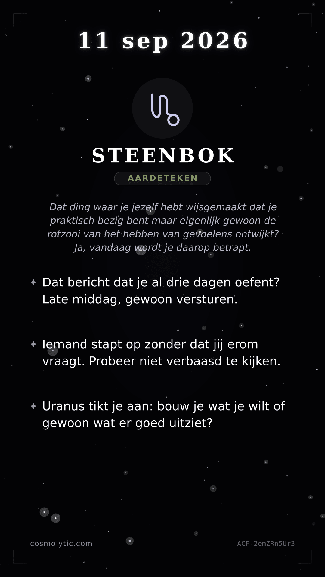 Steenbok daghoroscoop kaart voor 11 september 2026