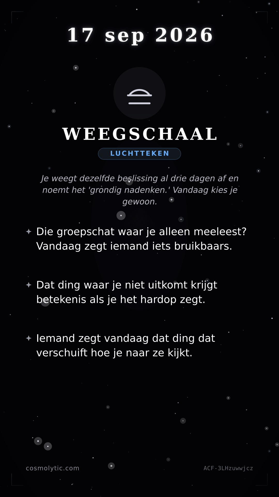 Weegschaal daghoroscoop kaart voor Gisteren