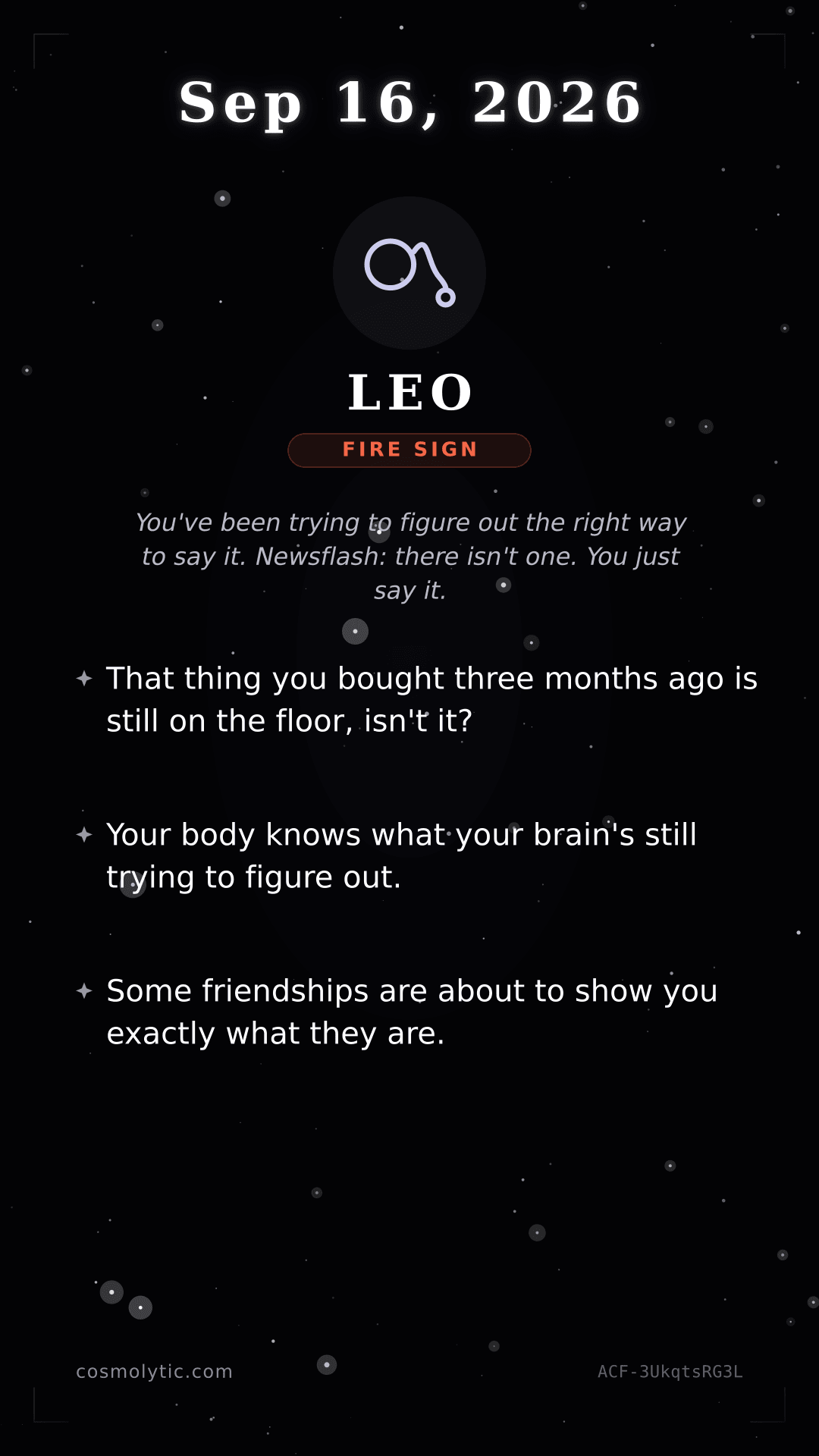 Leo daily horoscope card for September 16, 2026