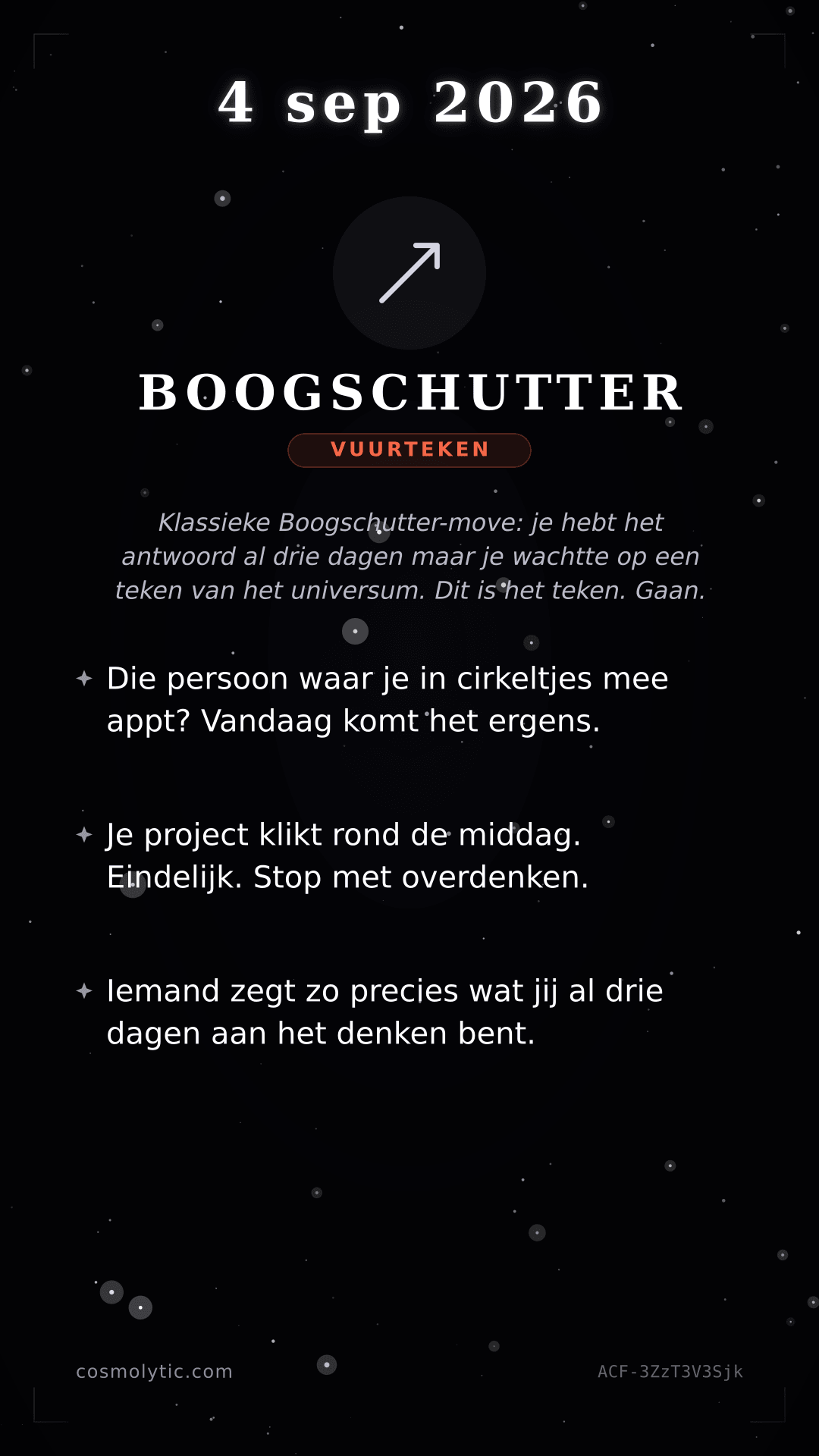Boogschutter daghoroscoop kaart voor 4 september 2026