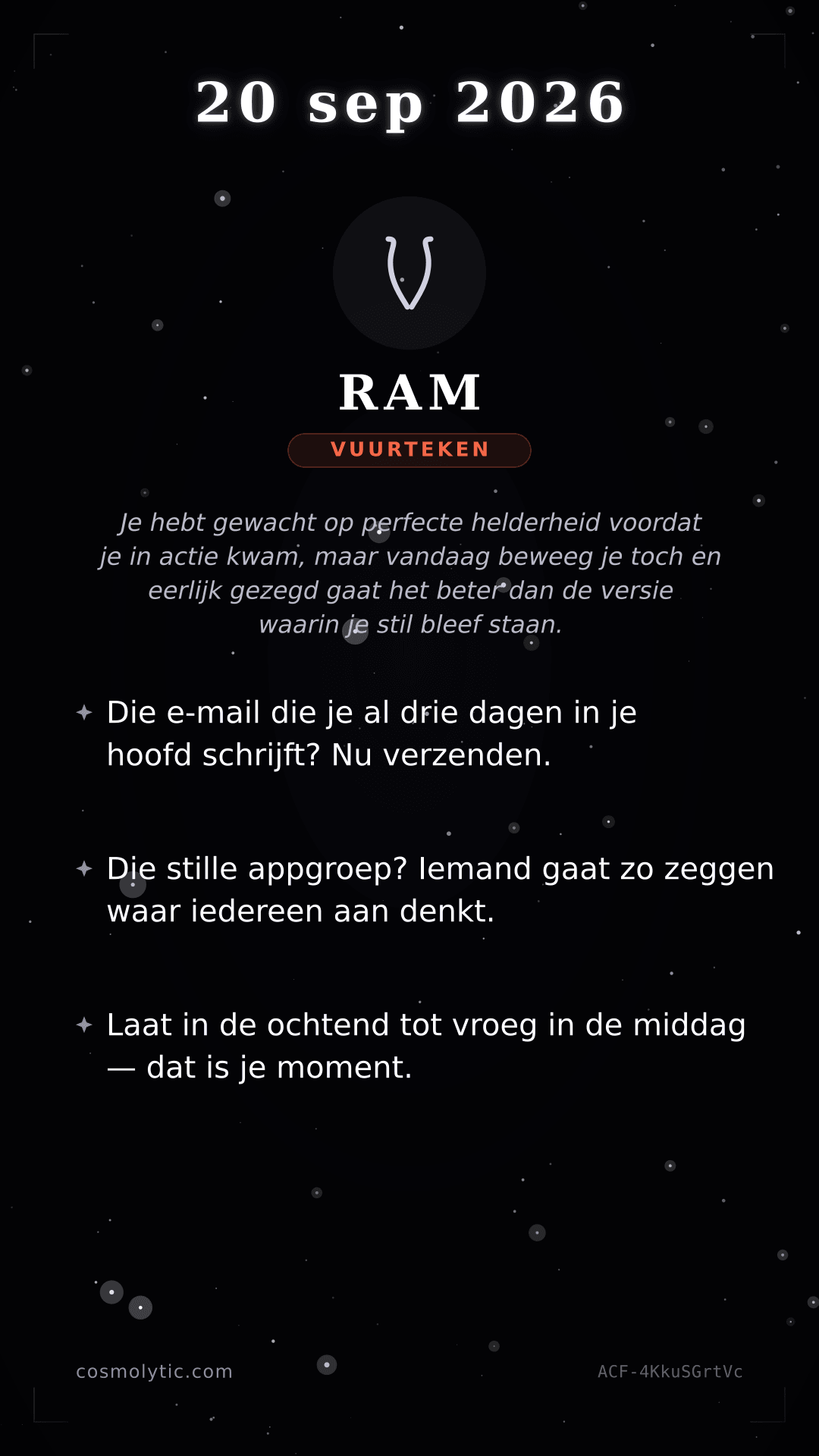 Ram daghoroscoop kaart voor Morgen