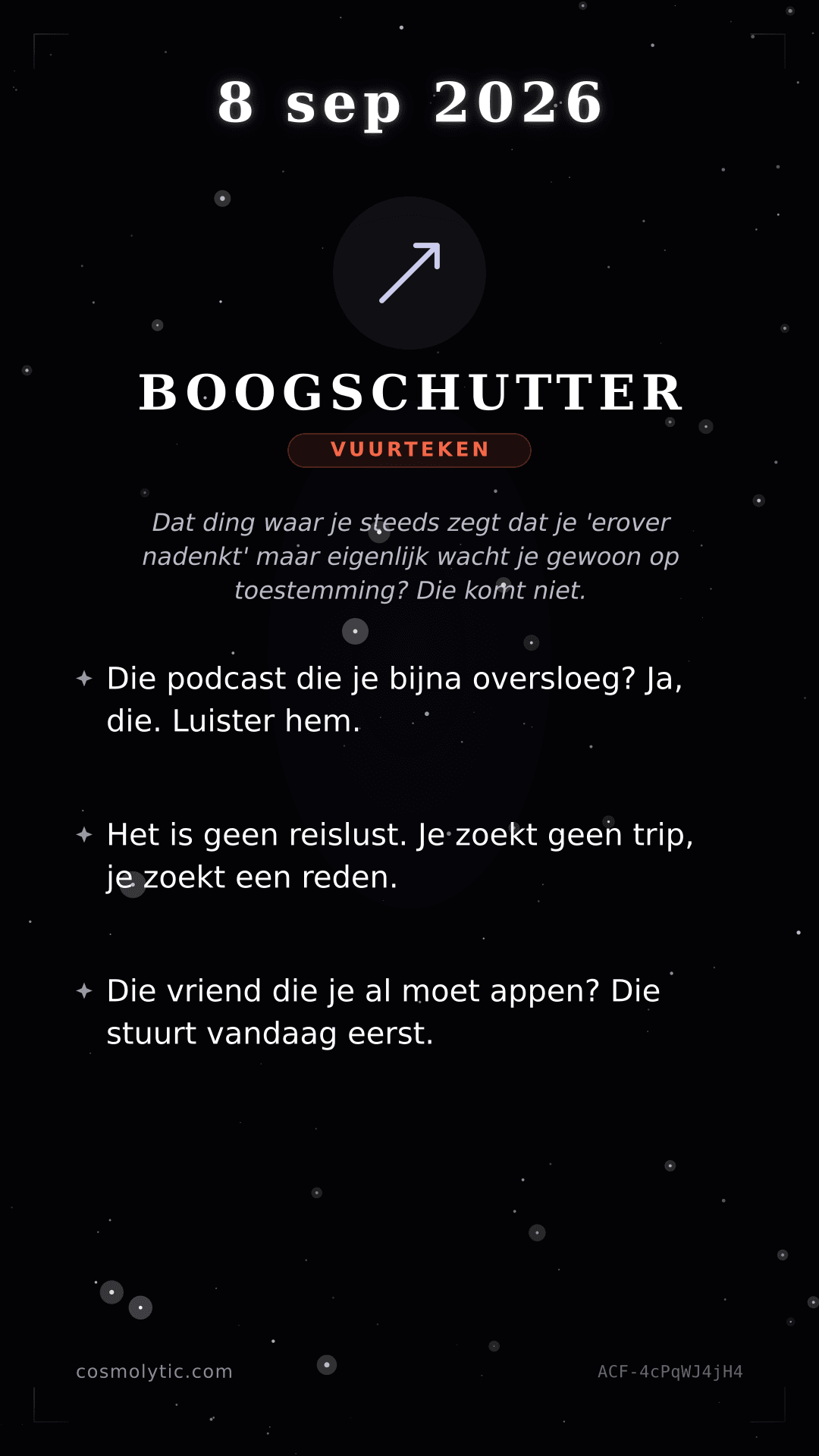 Boogschutter daghoroscoop kaart voor 8 september 2026