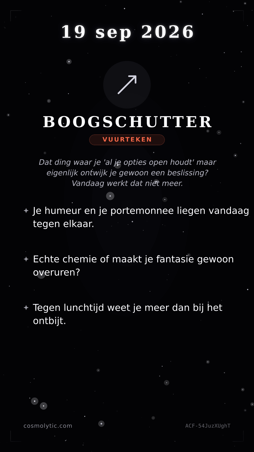 Boogschutter daghoroscoop kaart voor 19 september 2026