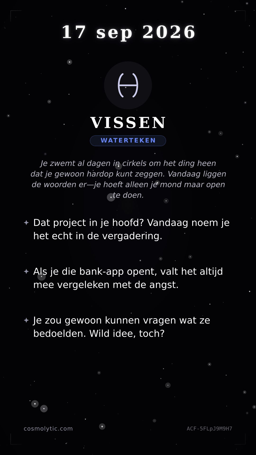Vissen daghoroscoop kaart voor 17 september 2026
