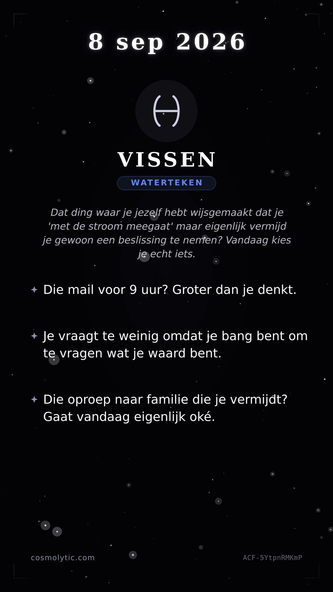 Vissen daghoroscoop kaart voor 8 september 2026