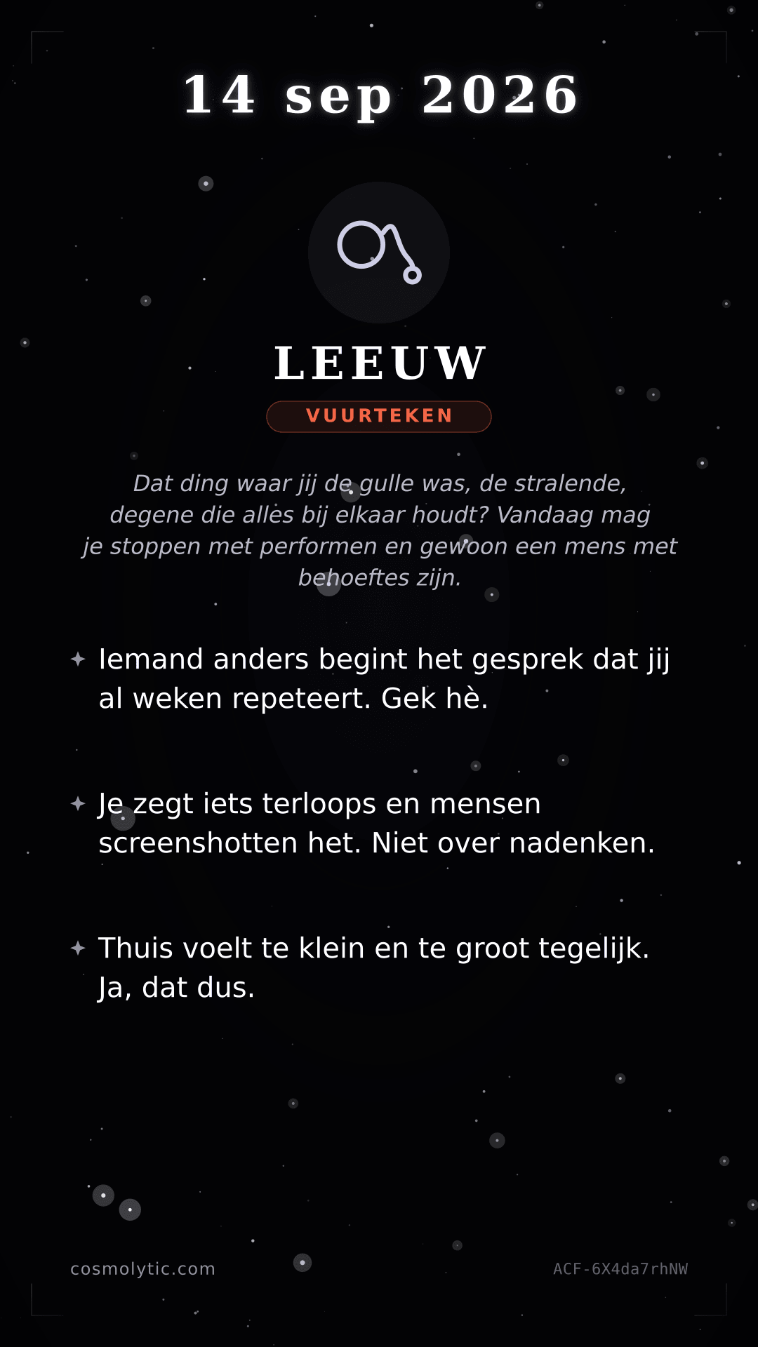 Leeuw daghoroscoop kaart voor 14 september 2026