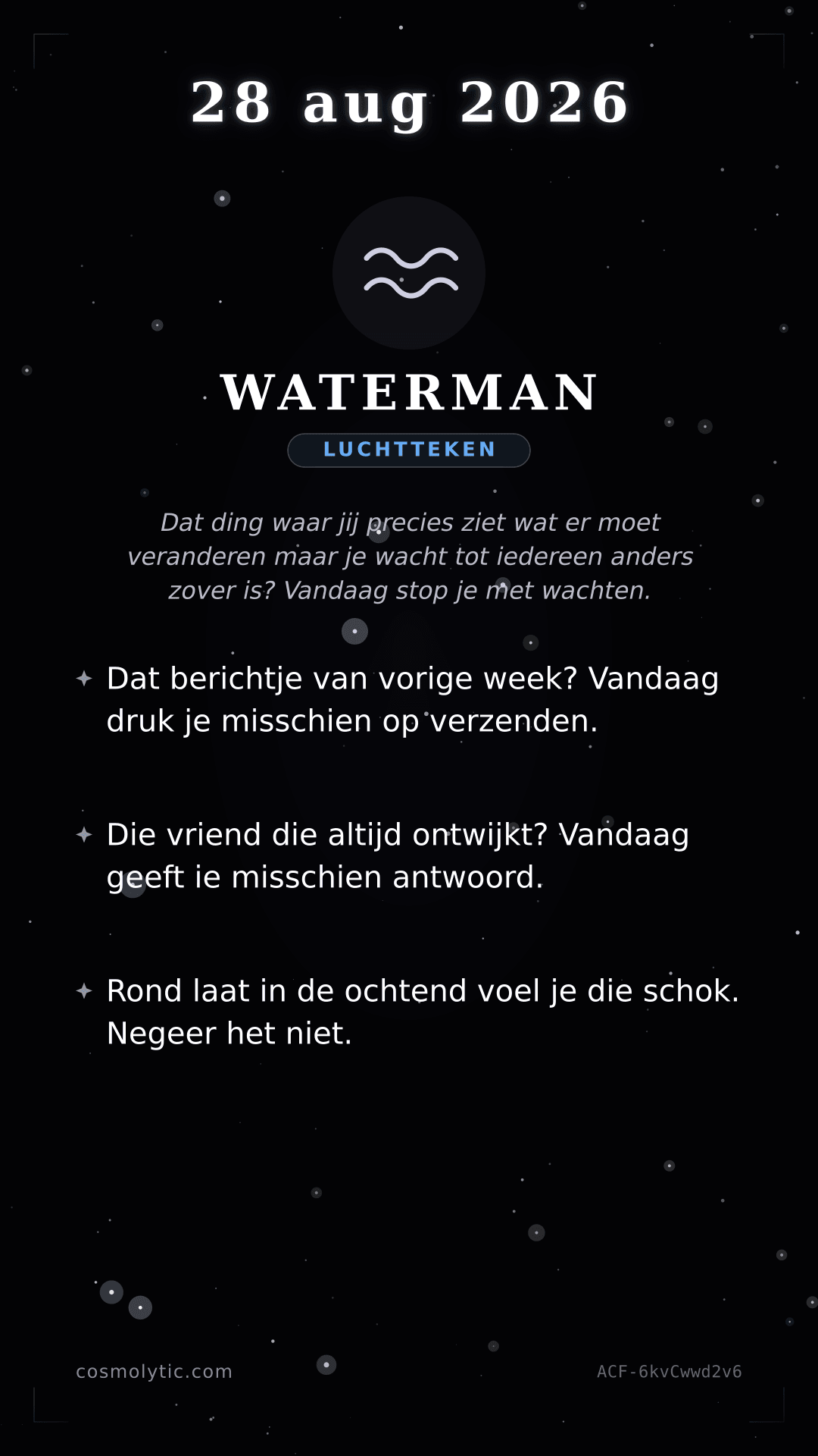 Waterman daghoroscoop kaart voor 28 augustus 2026