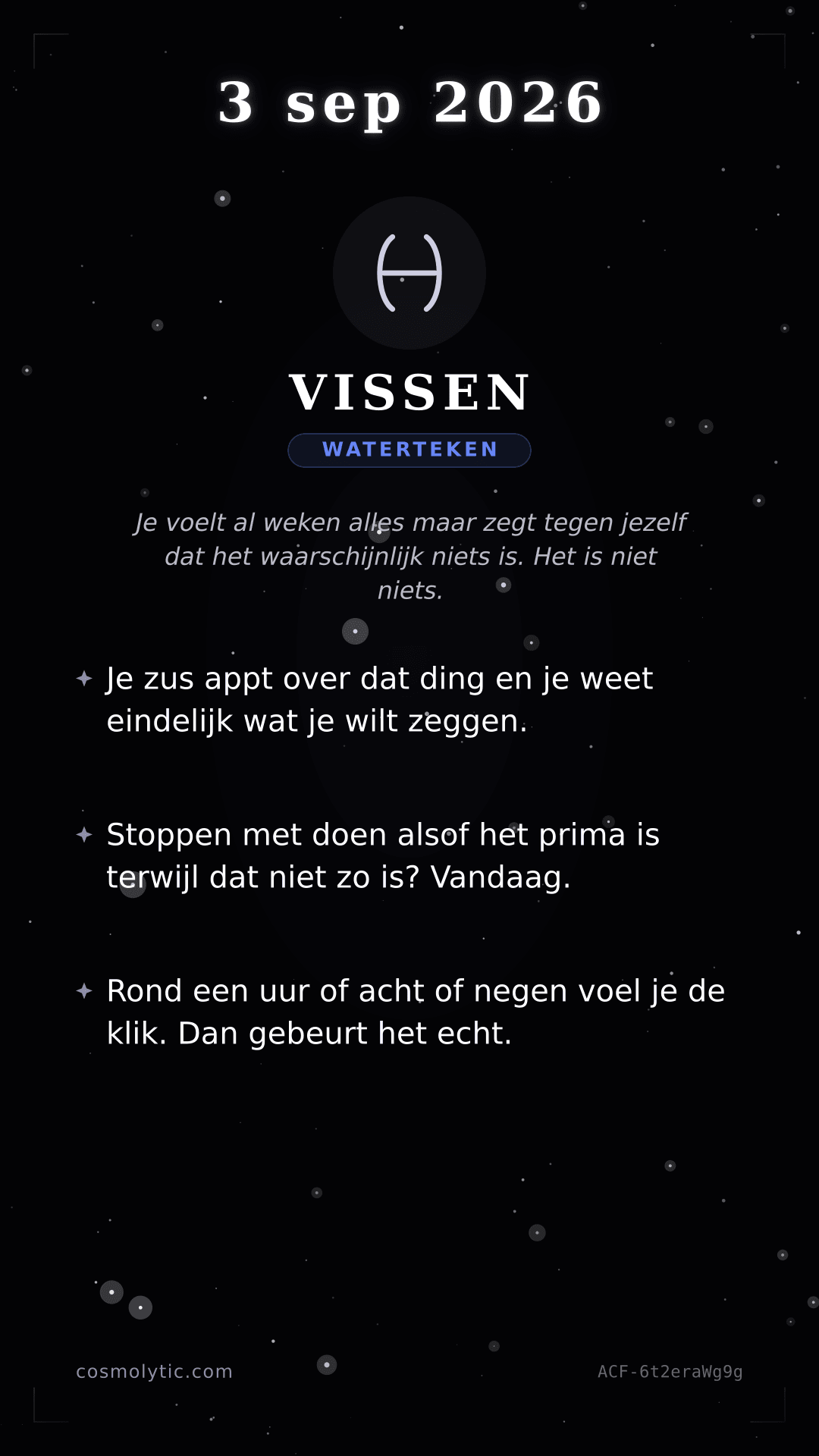 Vissen daghoroscoop kaart voor 3 september 2026