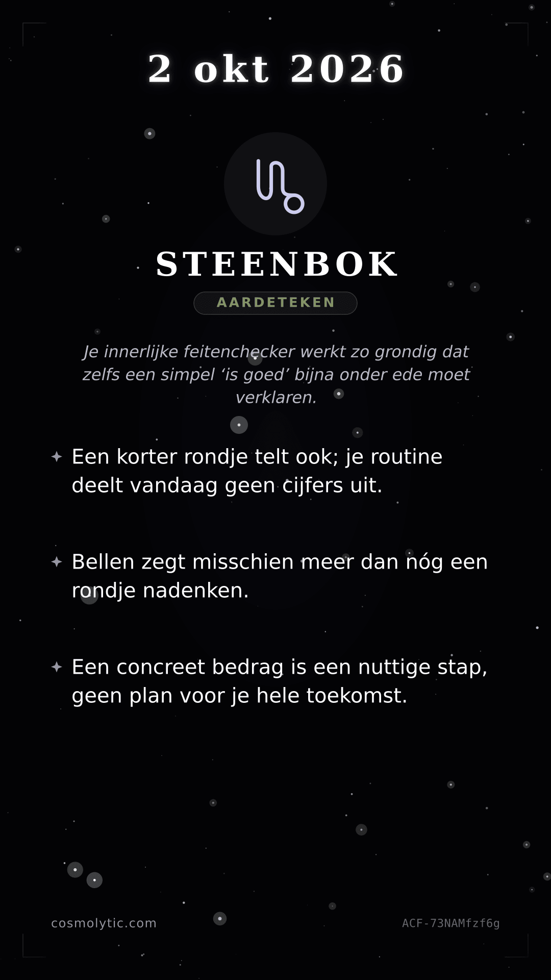Steenbok daghoroscoop kaart voor 2 oktober 2026