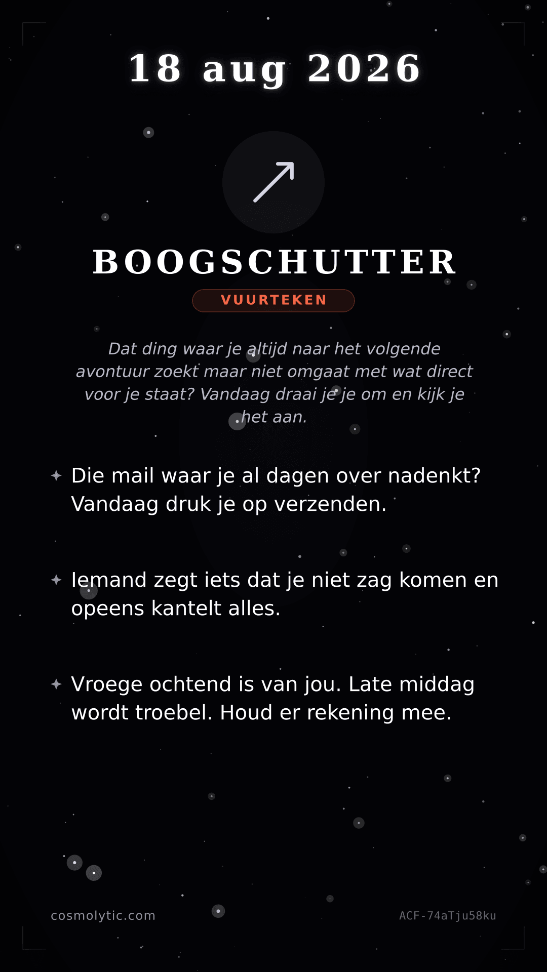 Boogschutter daghoroscoop kaart voor 18 augustus 2026