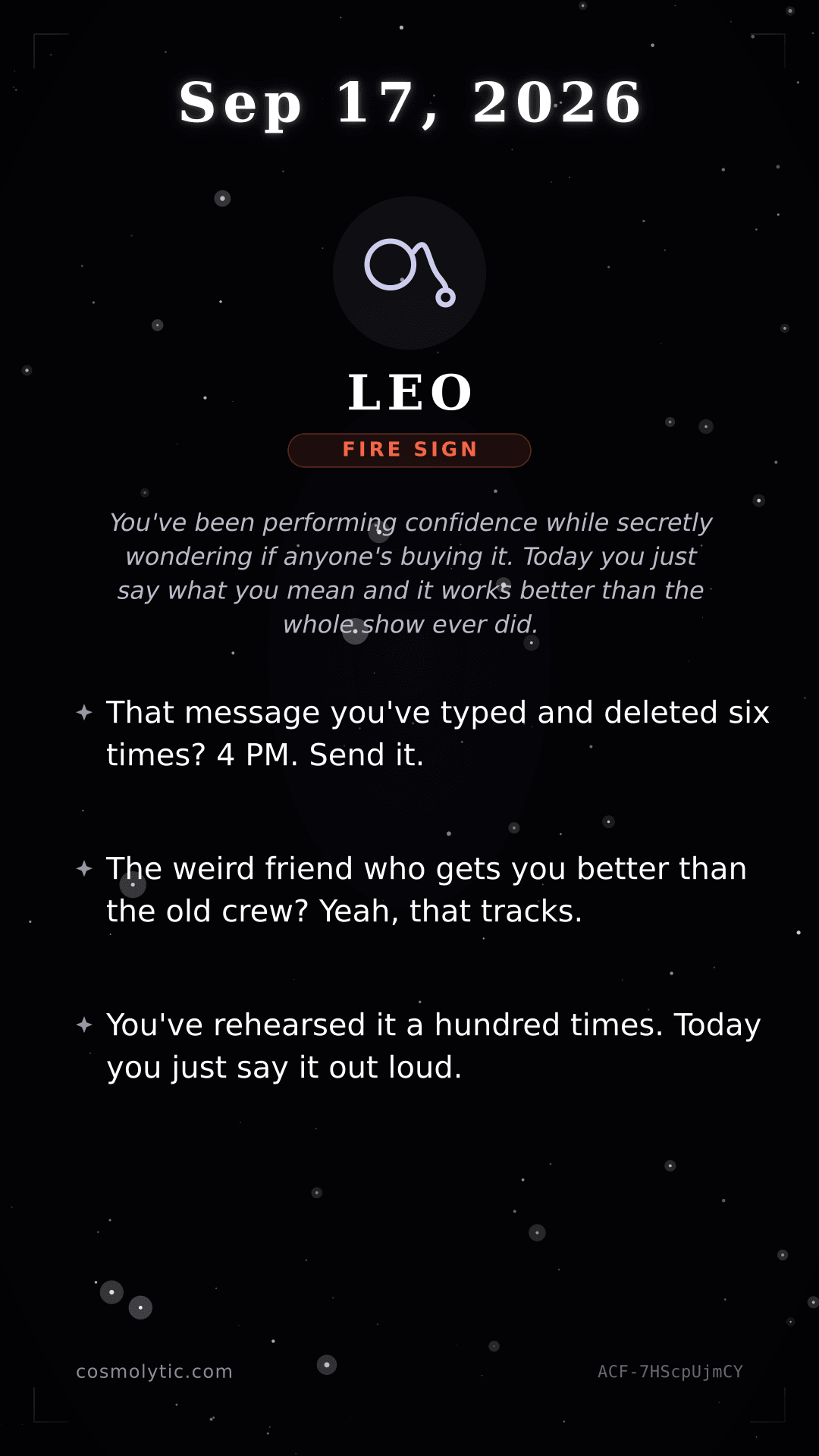 Leo daily horoscope card for Yesterday