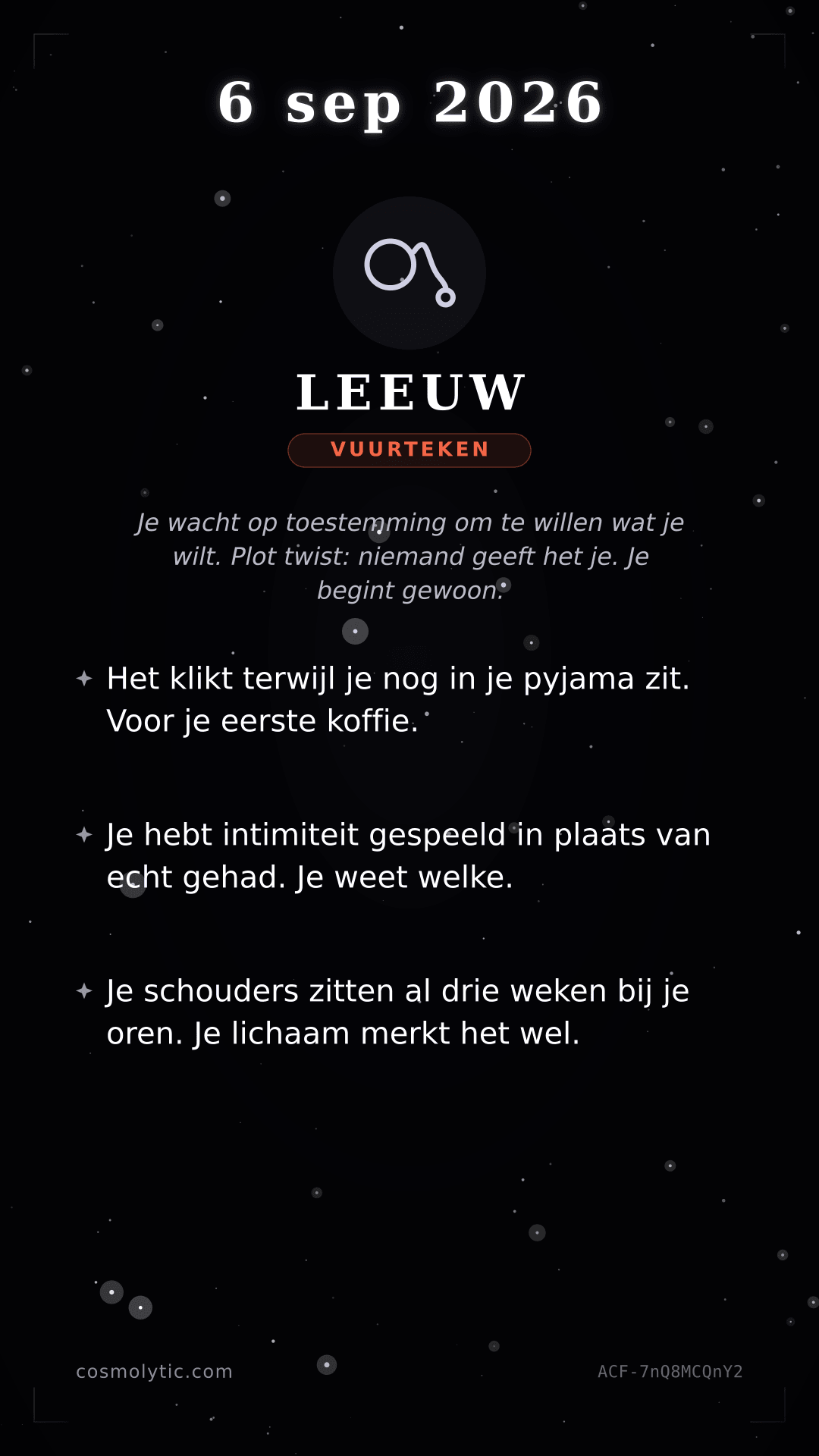 Leeuw daghoroscoop kaart voor 6 september 2026