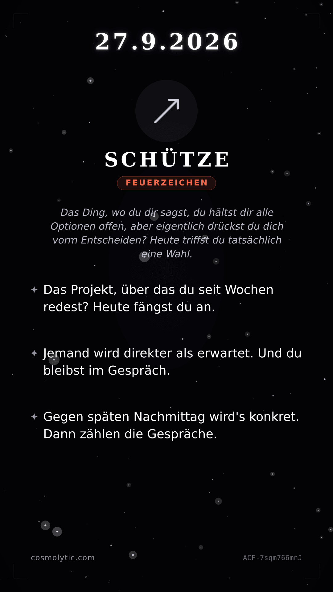 Schütze Tageshoroskop-Karte für 27. September 2026