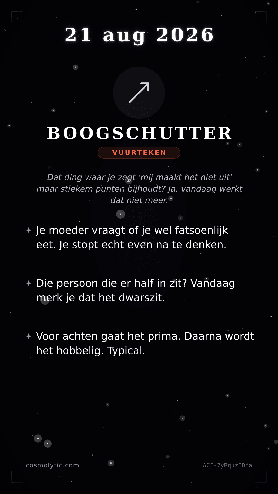 Boogschutter daghoroscoop kaart voor 21 augustus 2026
