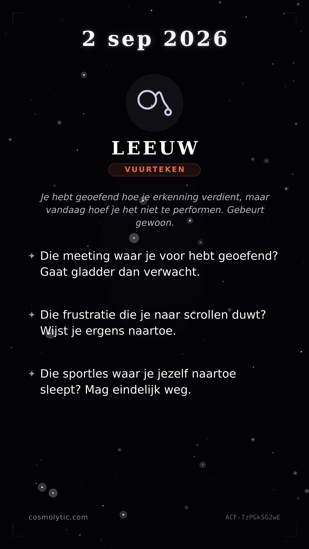 Leeuw daghoroscoop kaart voor 2 september 2026