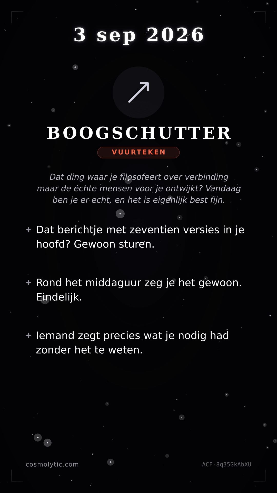 Boogschutter daghoroscoop kaart voor 3 september 2026