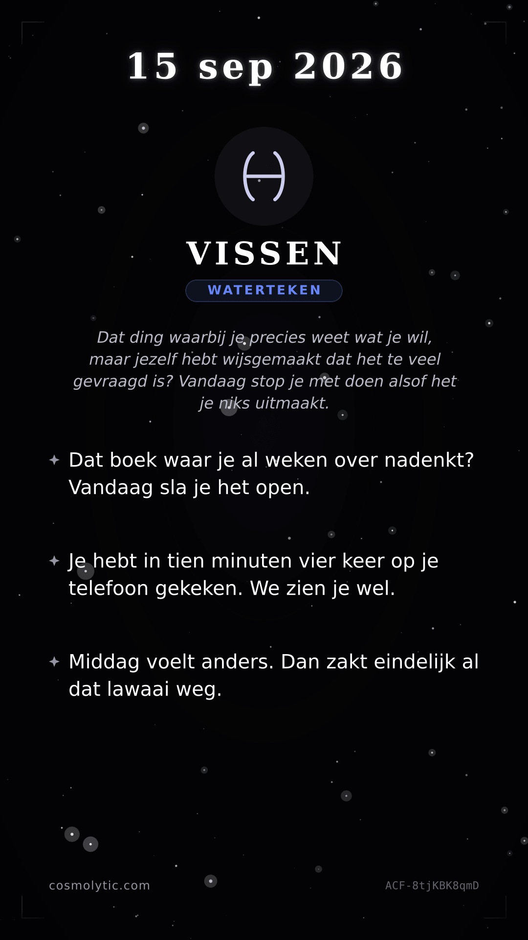 Vissen daghoroscoop kaart voor 15 september 2026