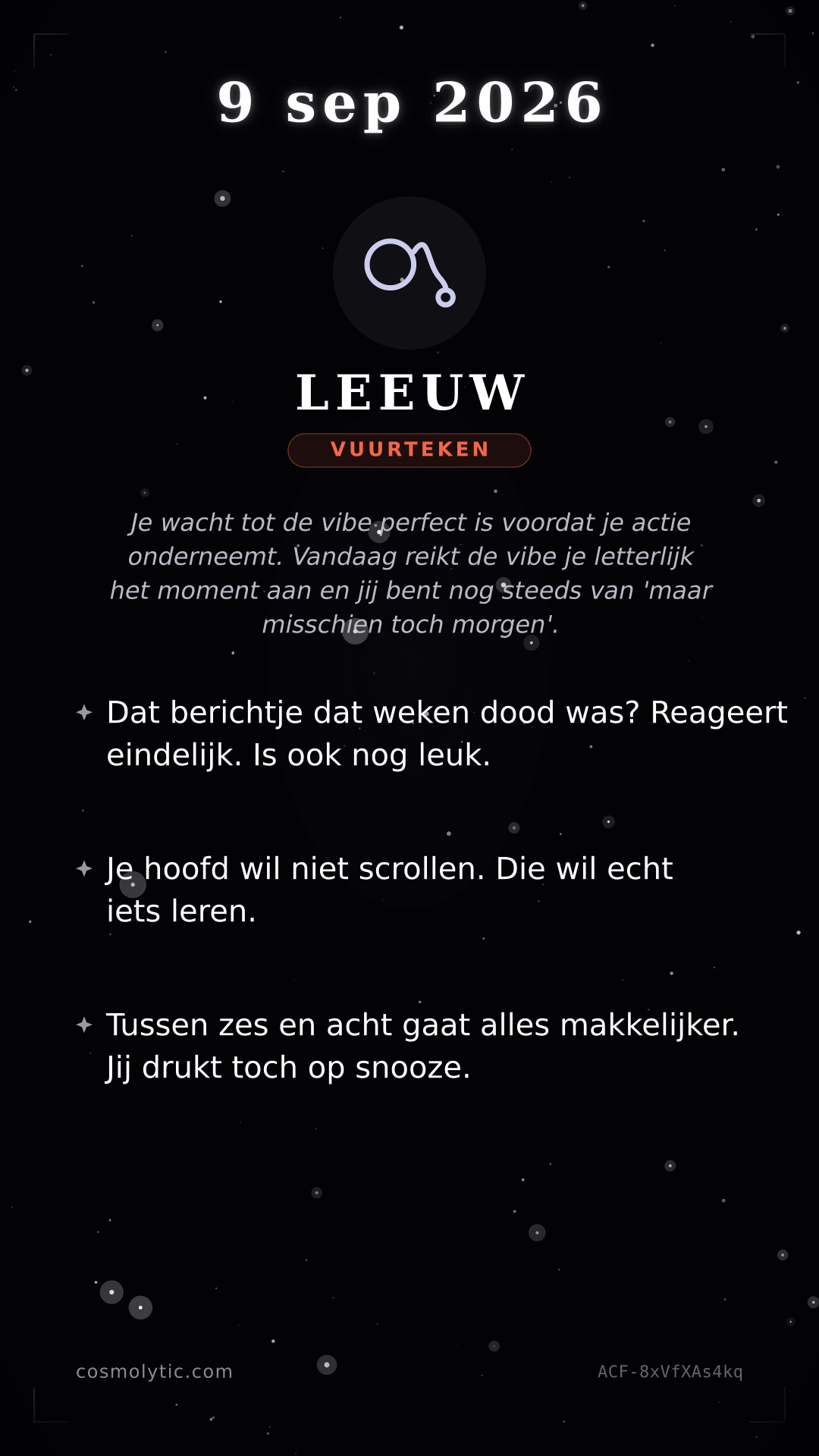 Leeuw daghoroscoop kaart voor 9 september 2026