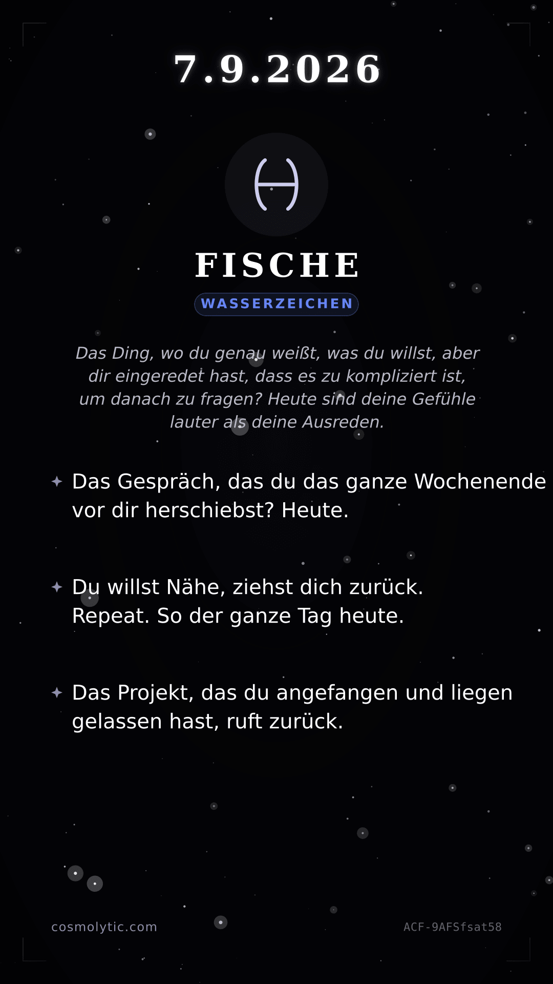 Fische Tageshoroskop-Karte für 7. September 2026