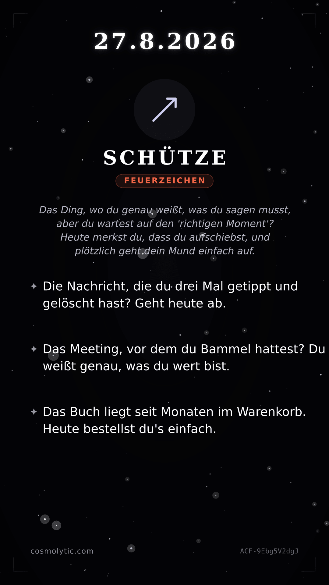 Schütze Tageshoroskop-Karte für 27. August 2026