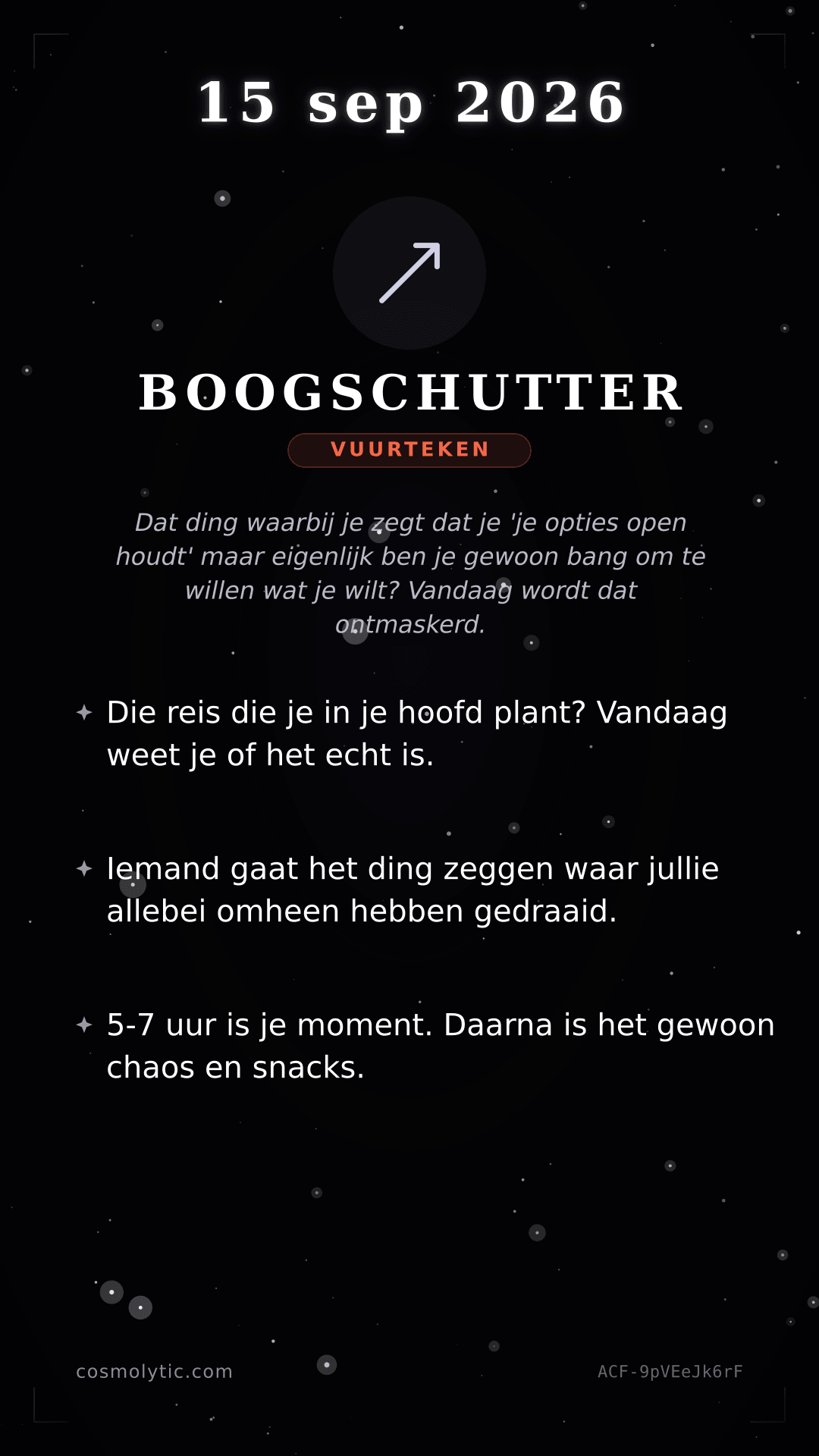 Boogschutter daghoroscoop kaart voor 15 september 2026