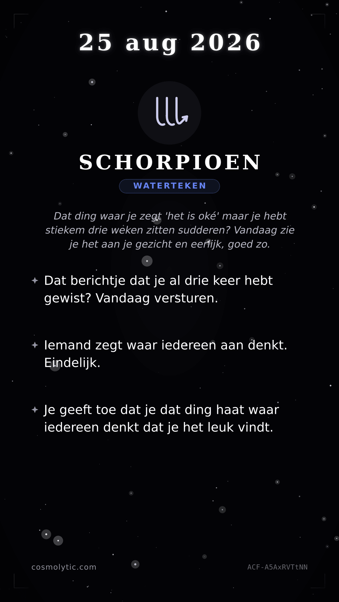 Schorpioen daghoroscoop kaart voor 25 augustus 2026
