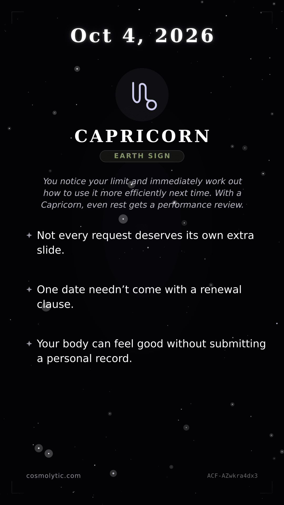 Capricorn daily horoscope card for Tomorrow