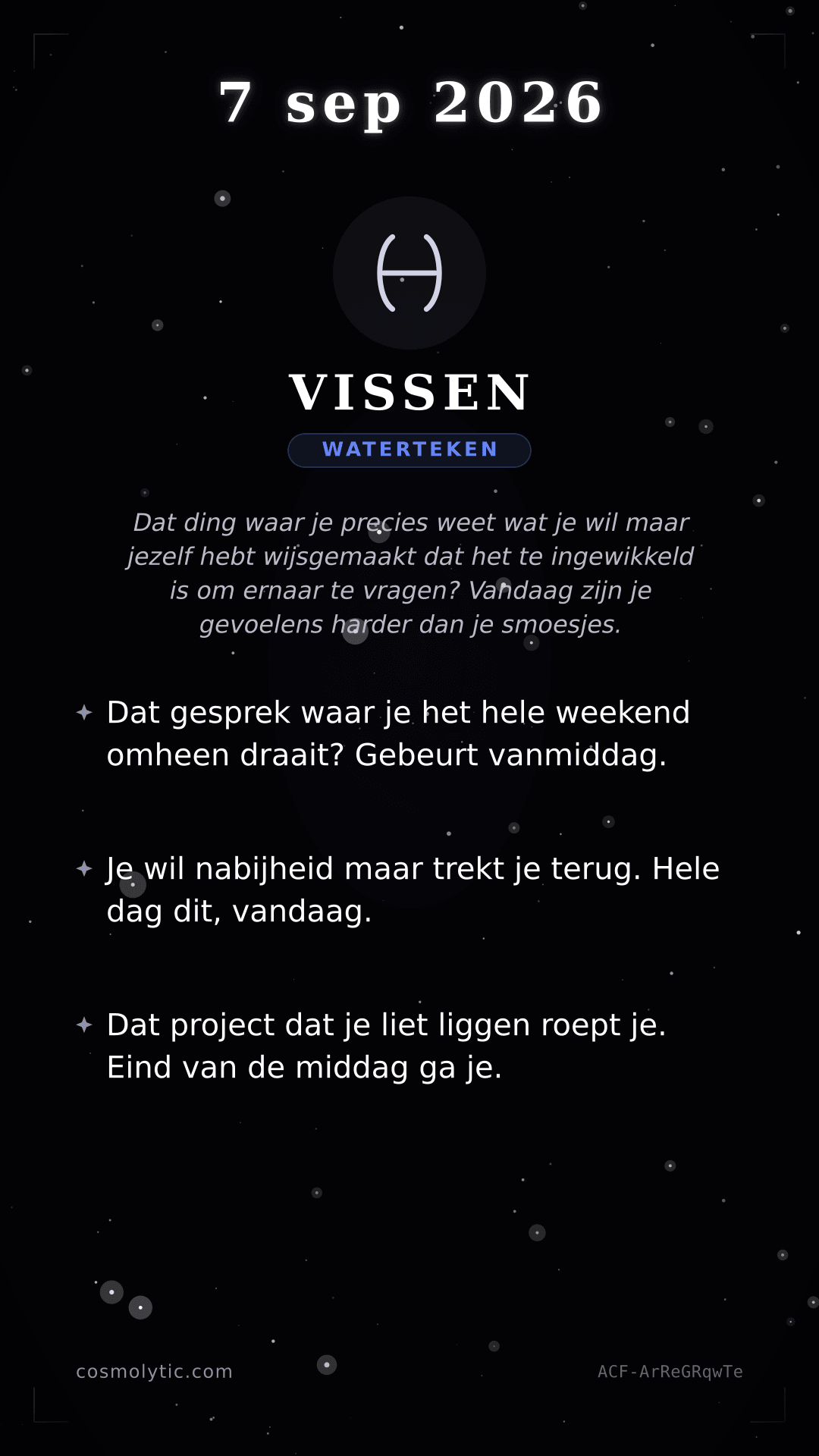 Vissen daghoroscoop kaart voor 7 september 2026
