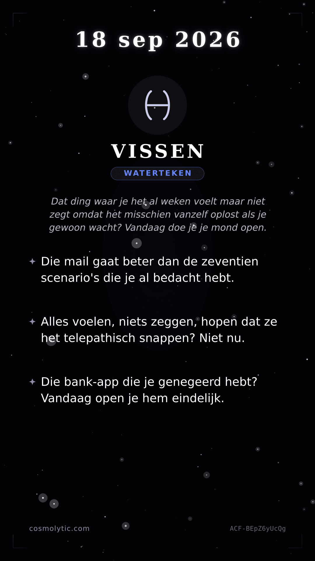 Vissen daghoroscoop kaart voor 18 september 2026