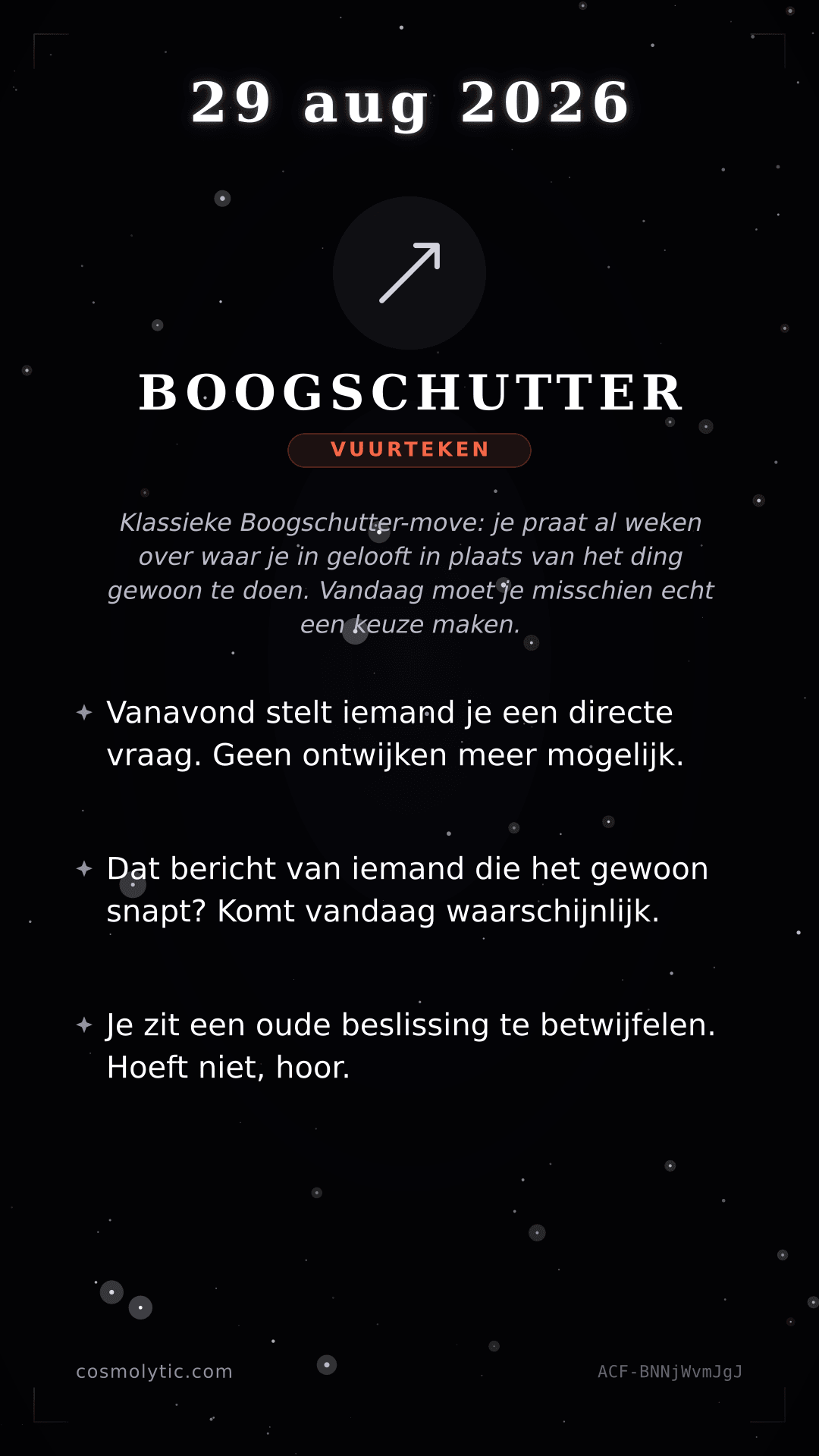 Boogschutter daghoroscoop kaart voor 29 augustus 2026
