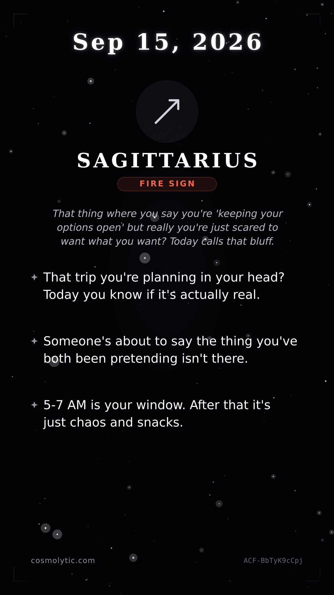 Sagittarius daily horoscope card for September 15, 2026