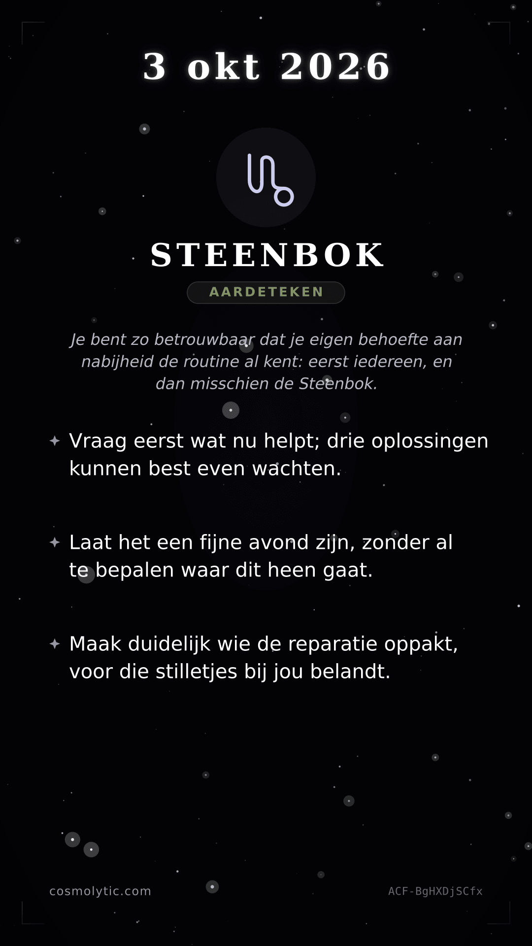 Steenbok daghoroscoop kaart voor 3 oktober 2026