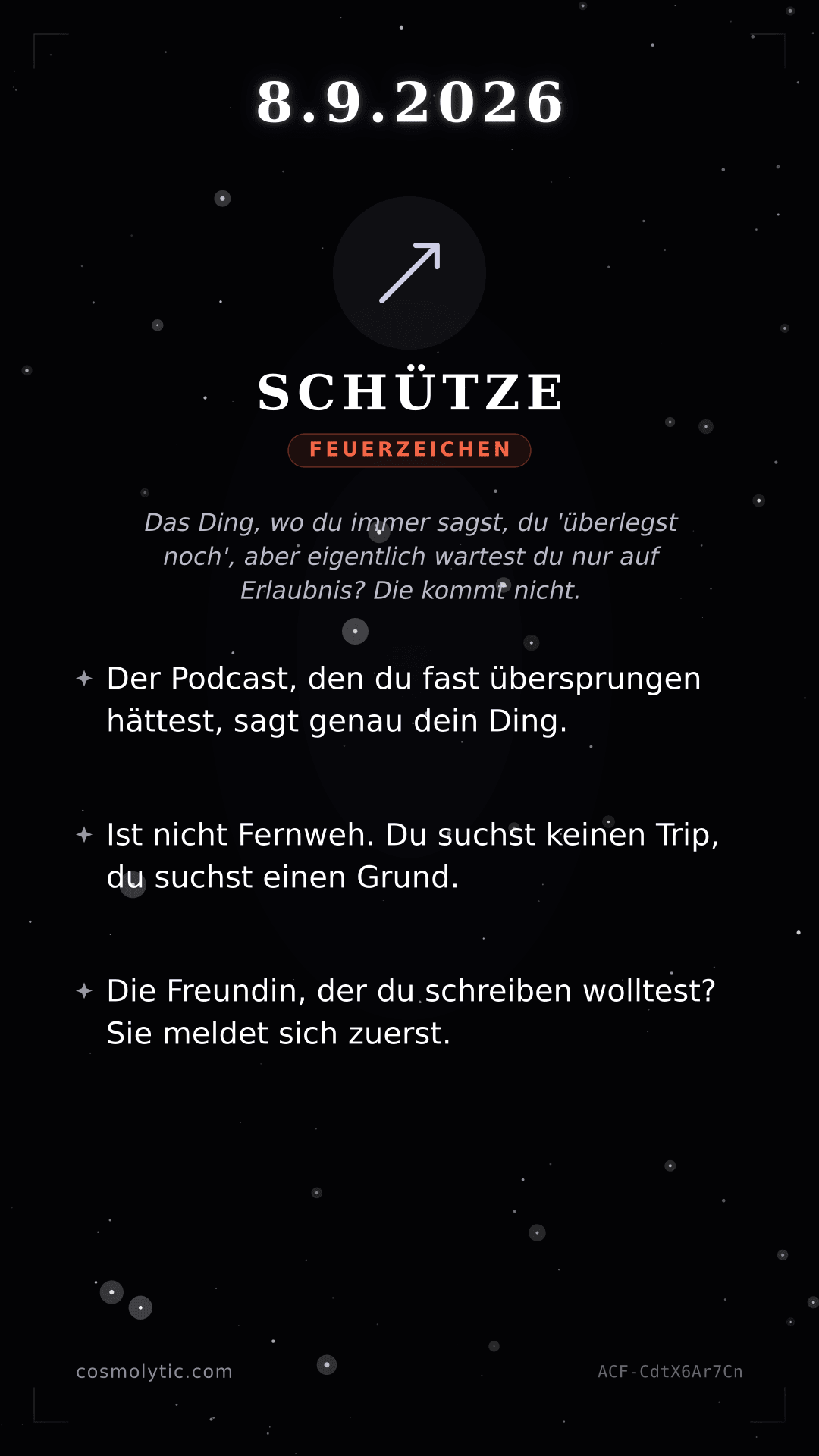 Schütze Tageshoroskop-Karte für 8. September 2026