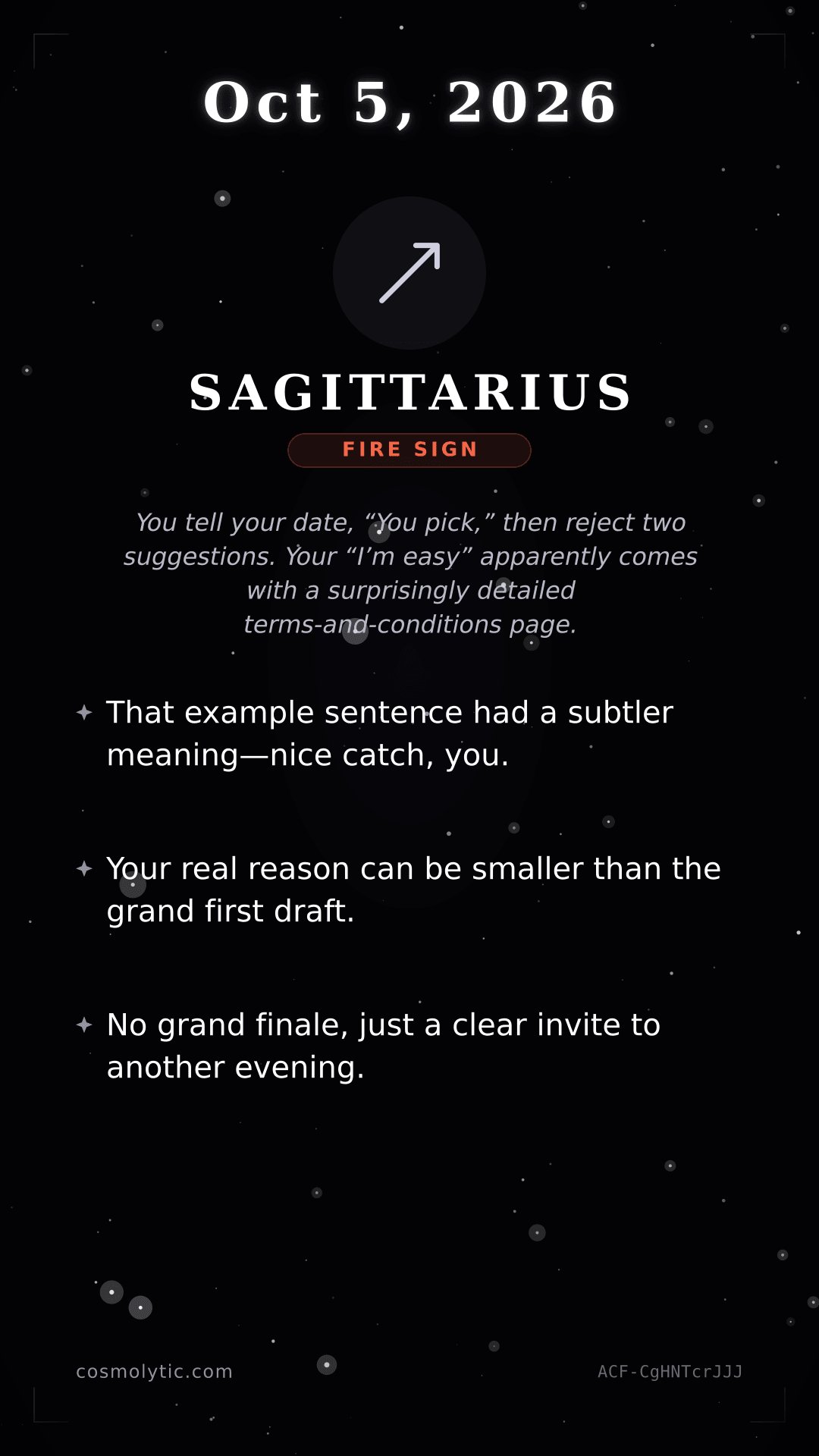 Sagittarius daily horoscope card for Tomorrow