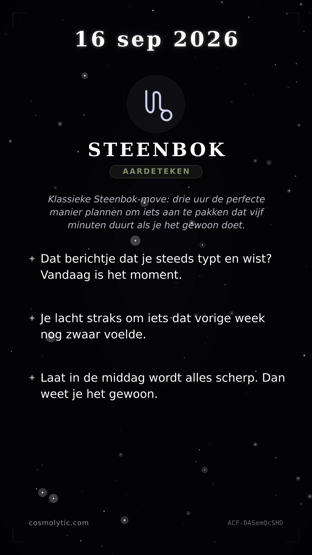 Steenbok daghoroscoop kaart voor 16 september 2026