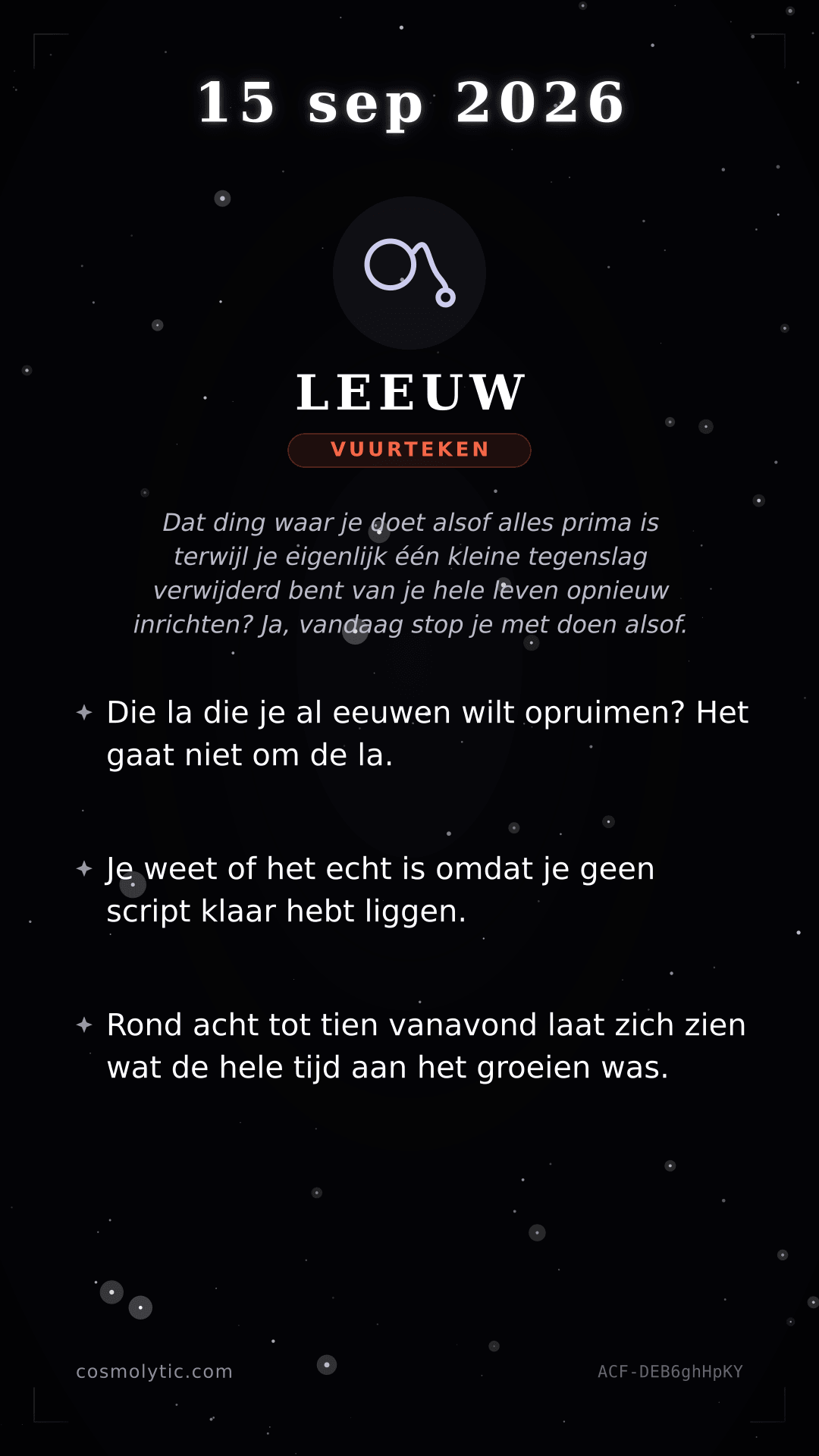 Leeuw daghoroscoop kaart voor 15 september 2026