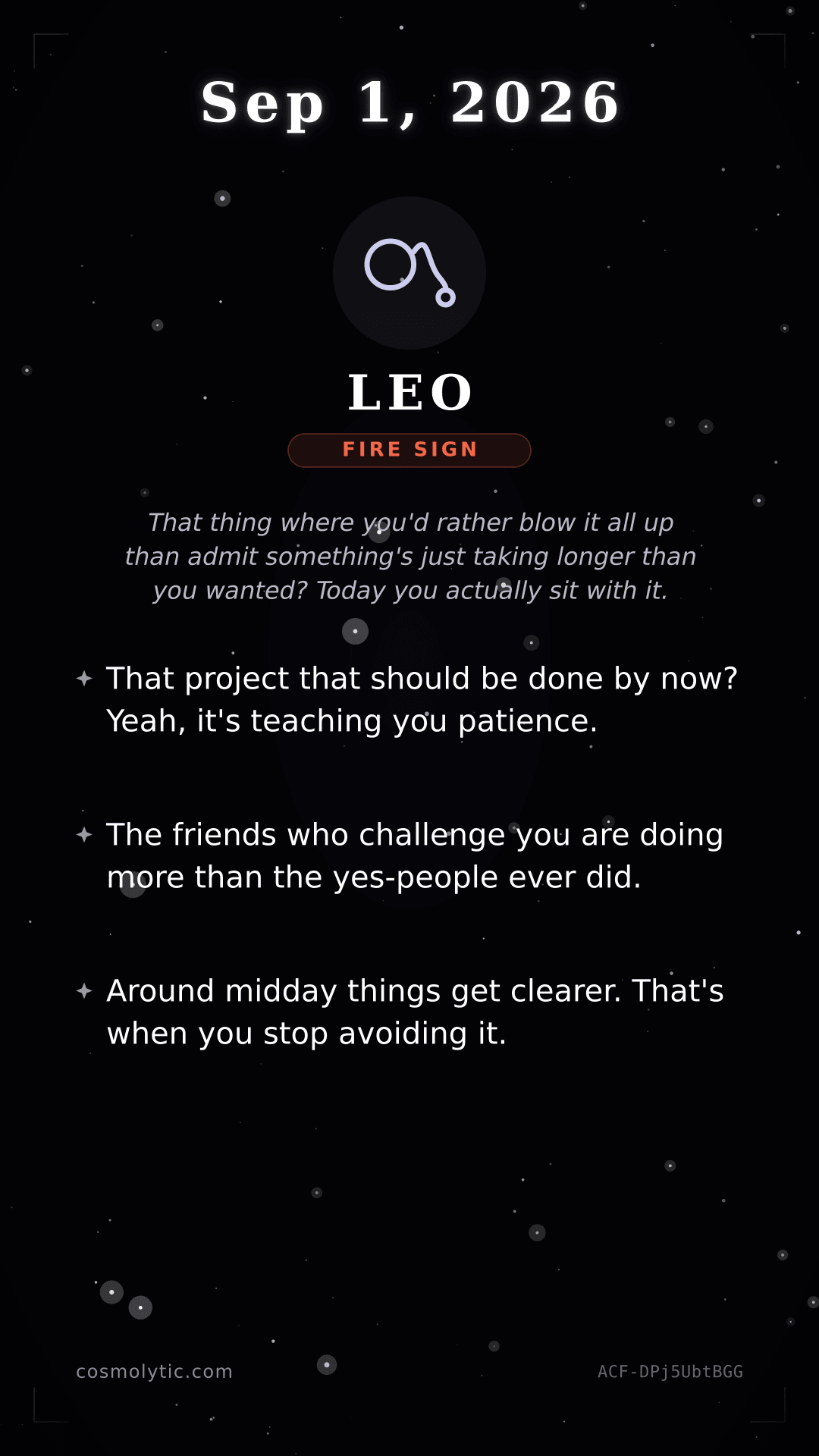 Leo daily horoscope card for September 1, 2026