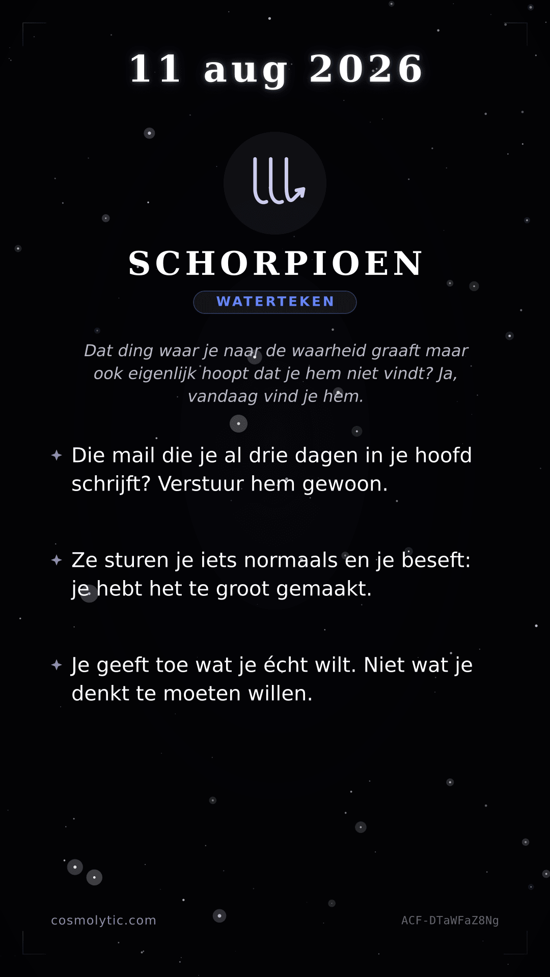 Schorpioen daghoroscoop kaart voor 11 augustus 2026