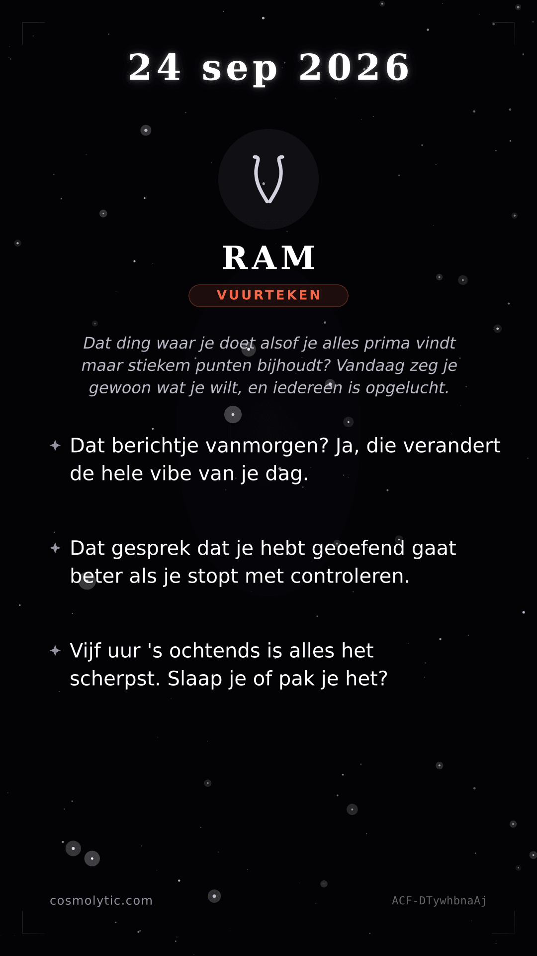 Ram daghoroscoop kaart voor 24 september 2026