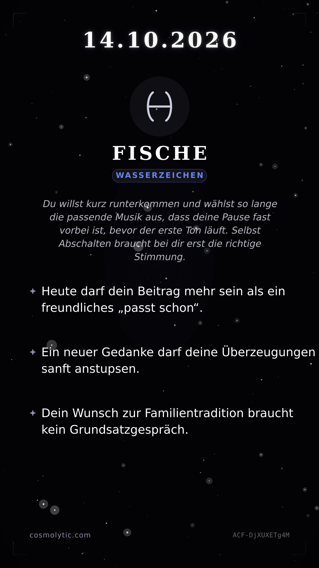 Fische Tageshoroskop-Karte für Morgen