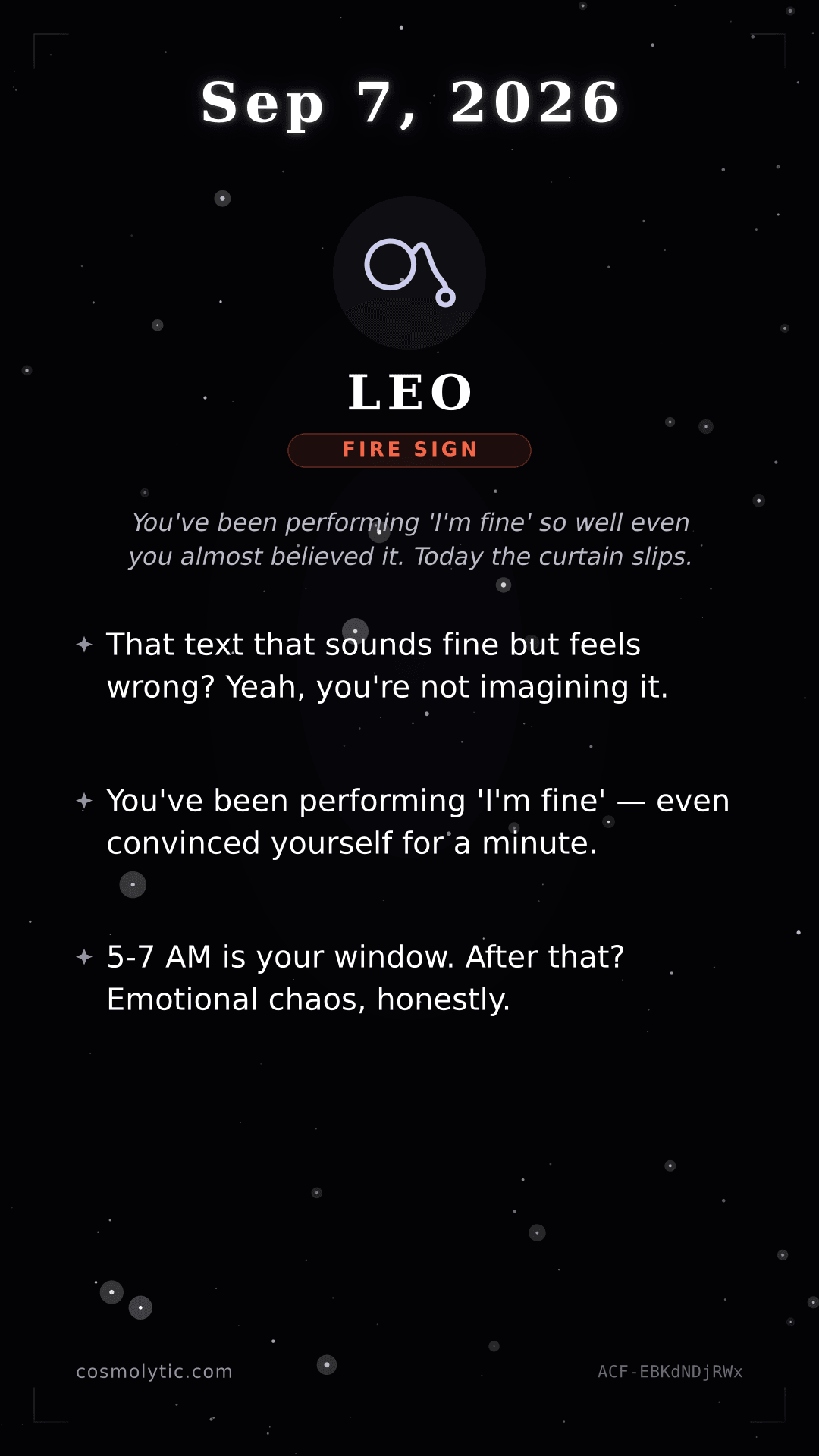Leo daily horoscope card for September 7, 2026