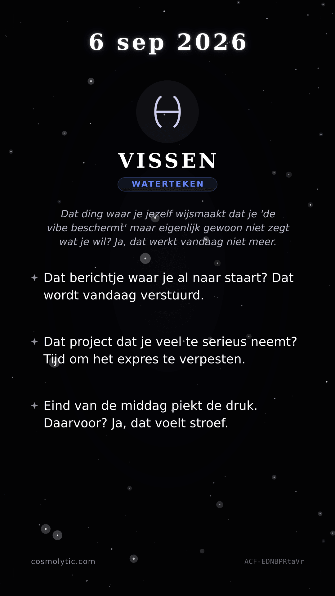 Vissen daghoroscoop kaart voor 6 september 2026