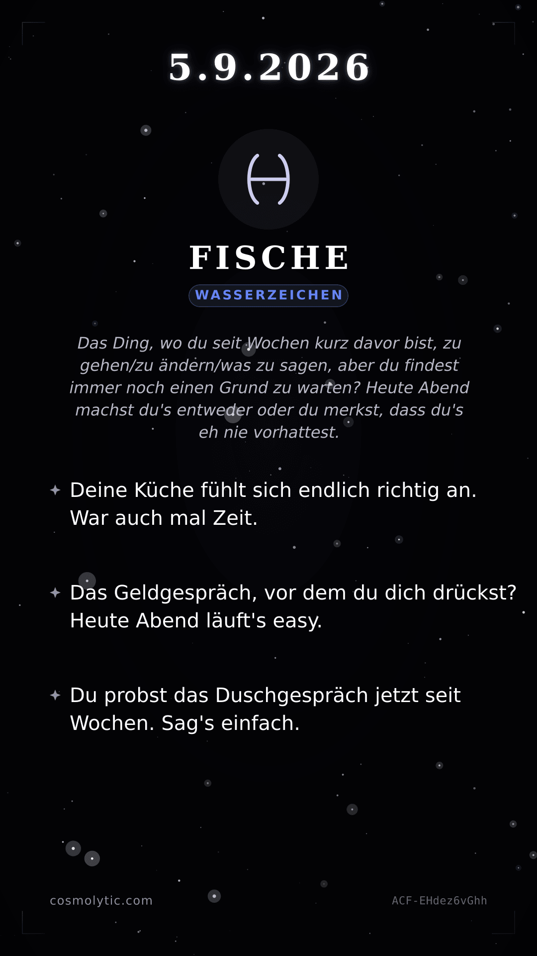 Fische Tageshoroskop-Karte für 5. September 2026
