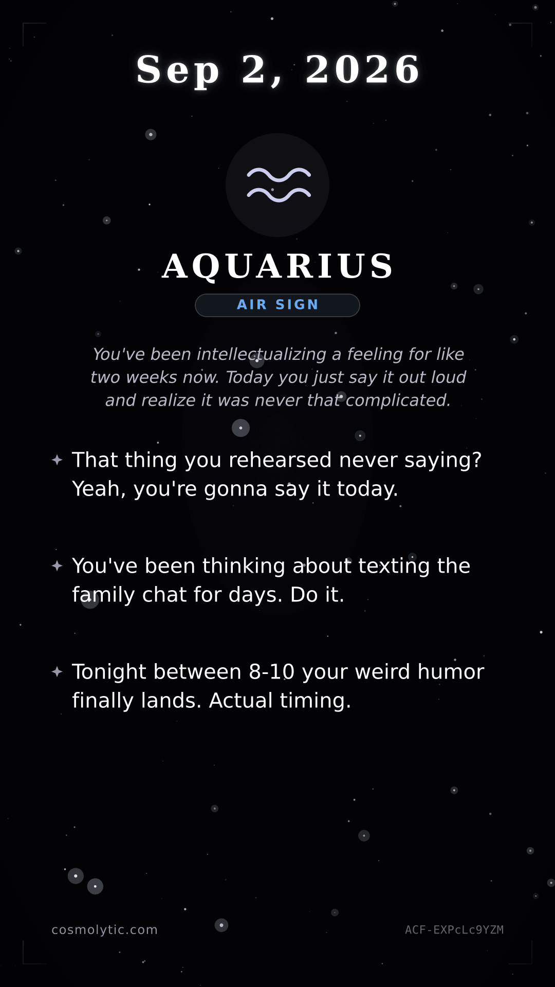 Aquarius daily horoscope card for September 2, 2026