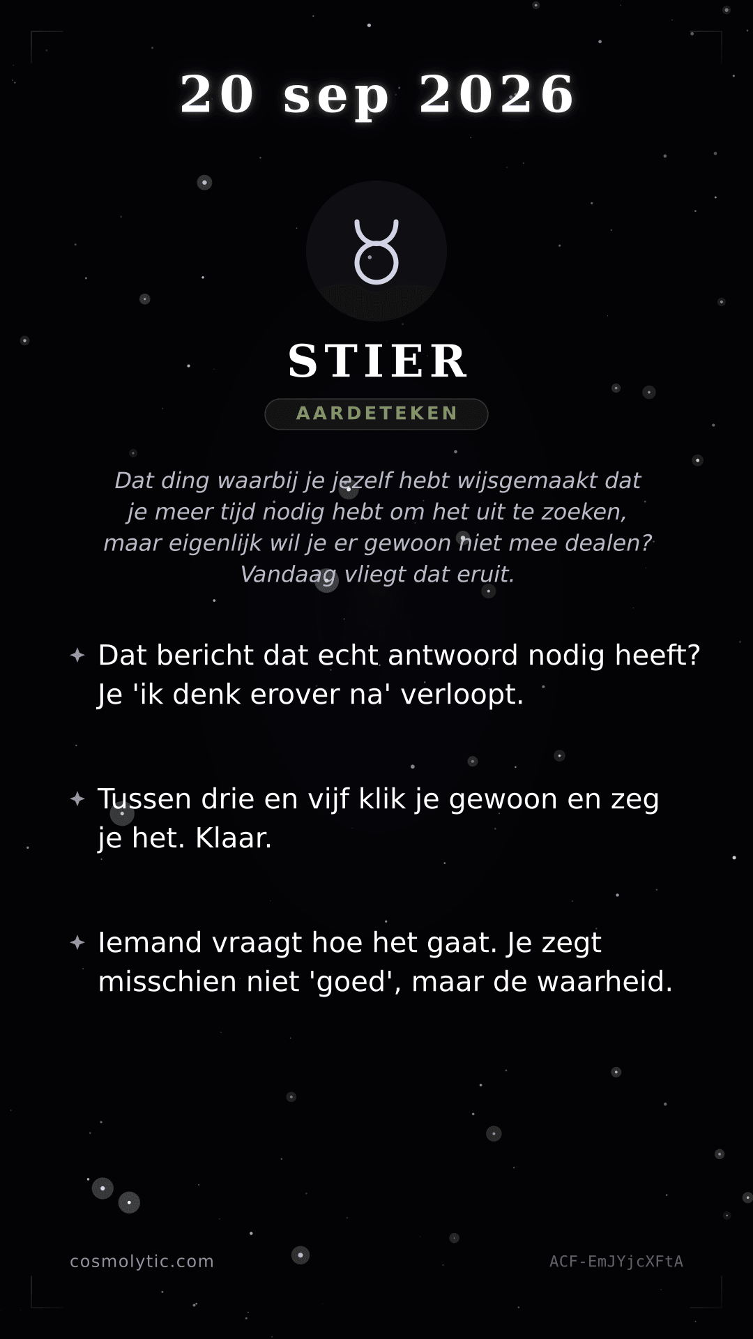 Stier daghoroscoop kaart voor Morgen