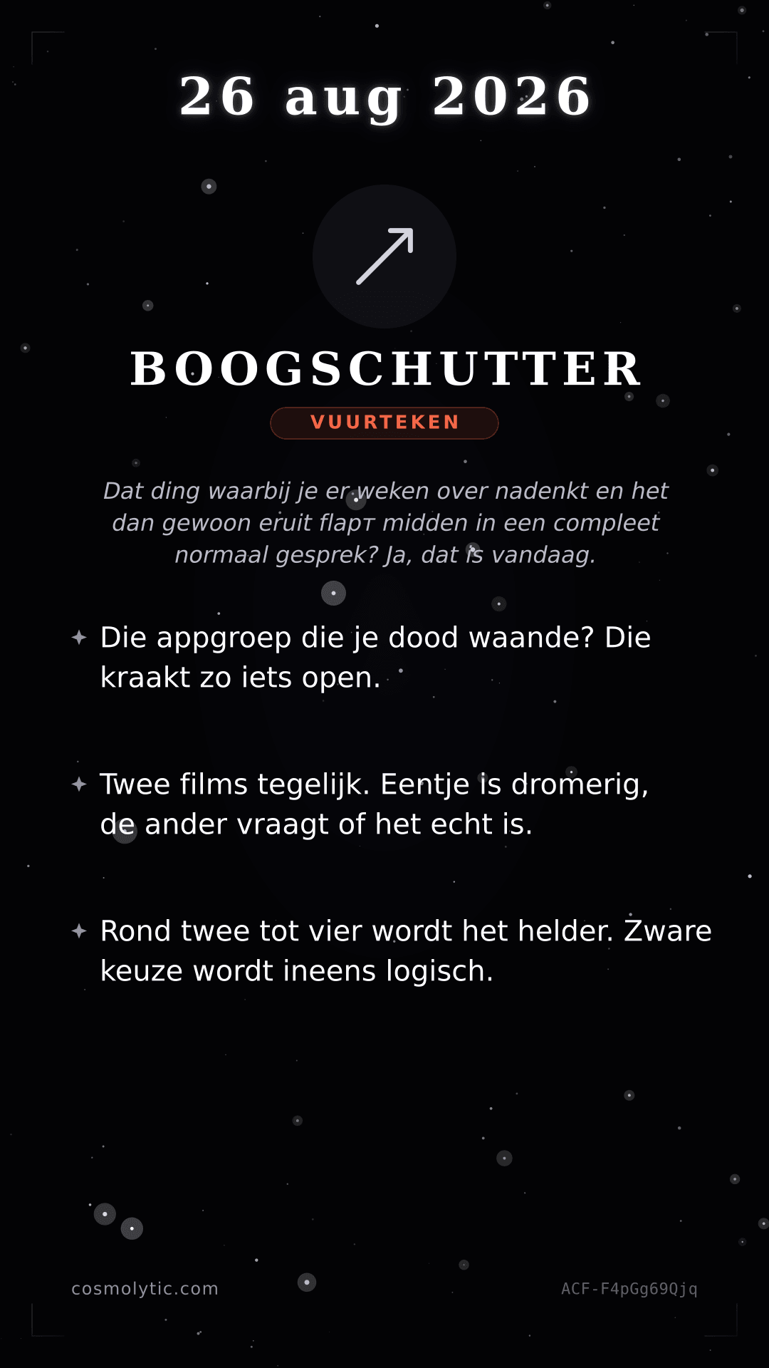 Boogschutter daghoroscoop kaart voor 26 augustus 2026