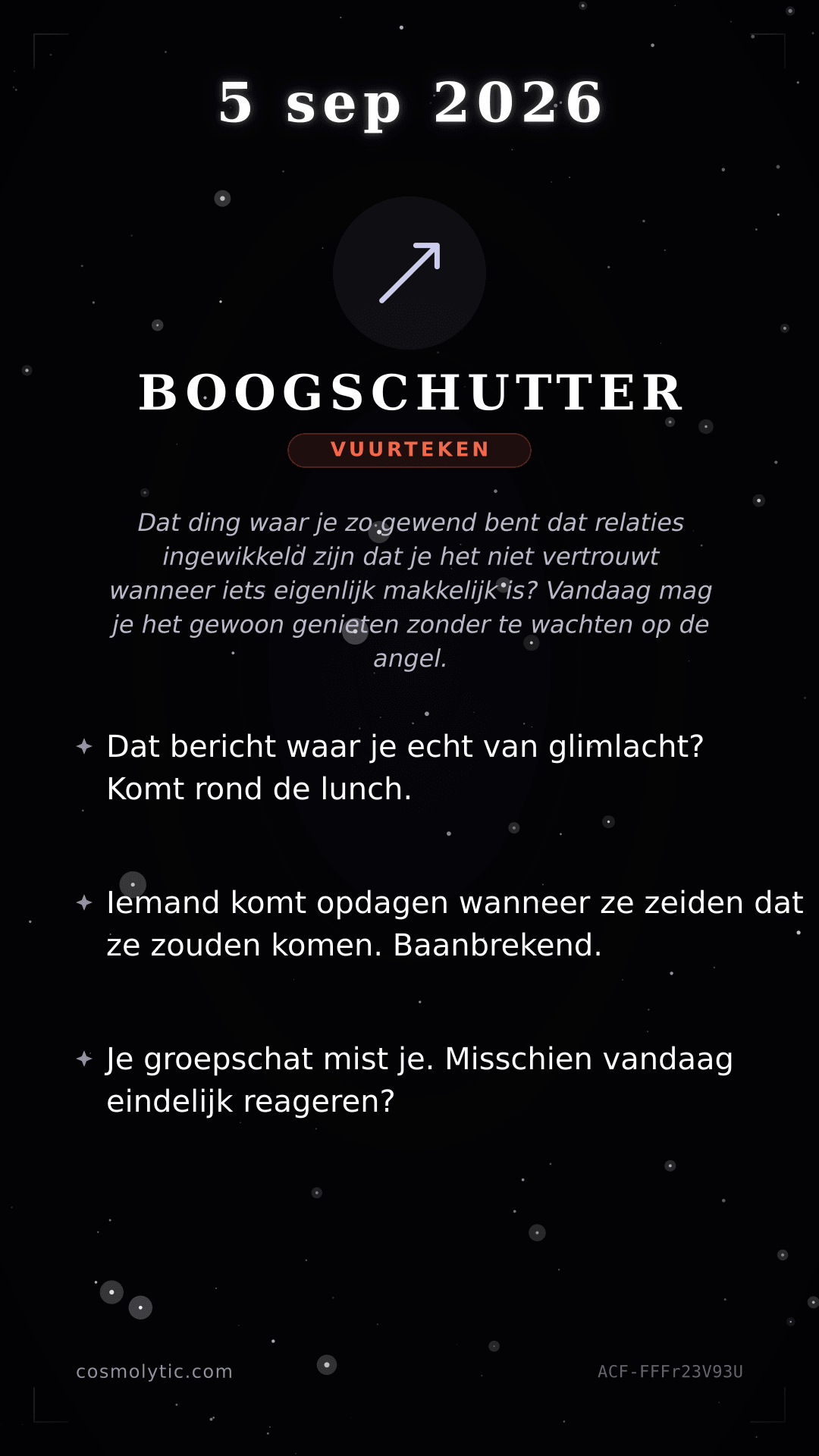 Boogschutter daghoroscoop kaart voor 5 september 2026