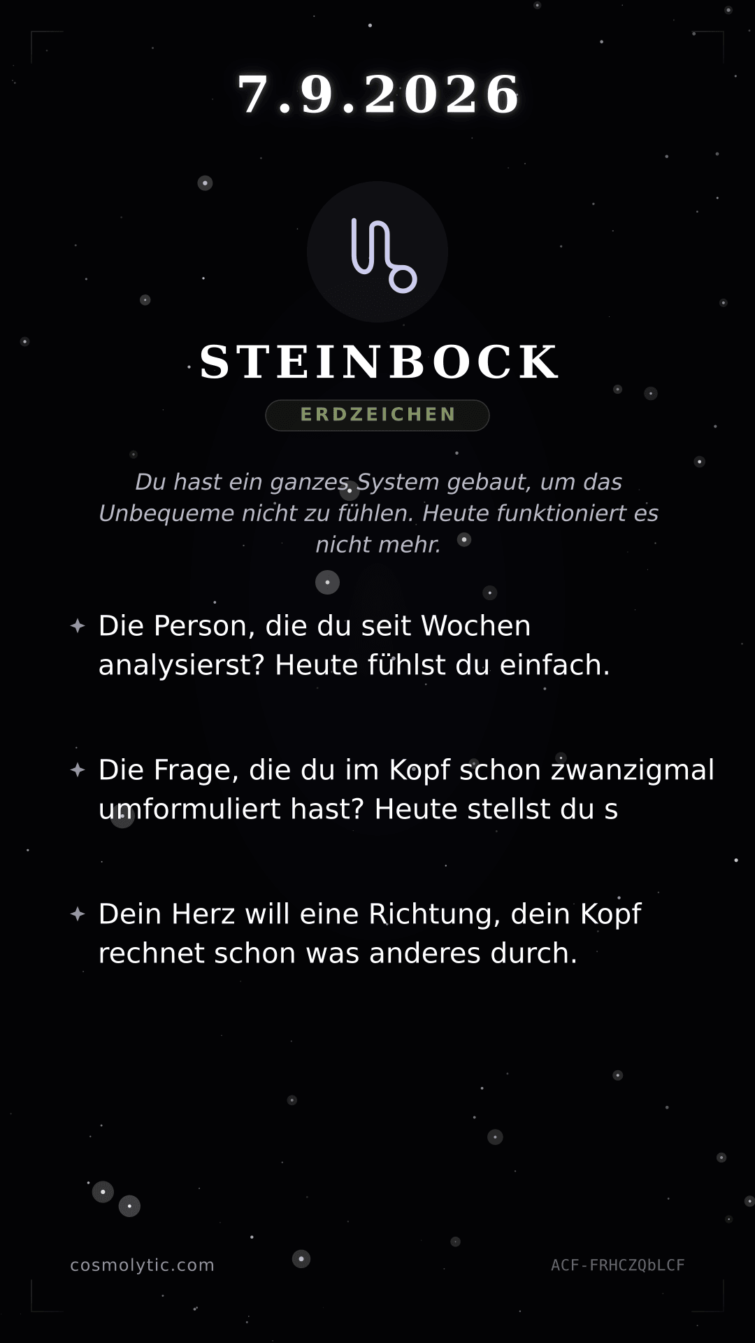 Steinbock Tageshoroskop-Karte für 7. September 2026